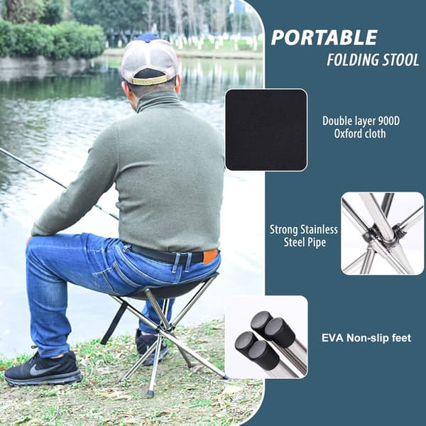 Camping stool, small folding chair, 30 cm lightweight folding stool, compact backpack stool with carrying bag