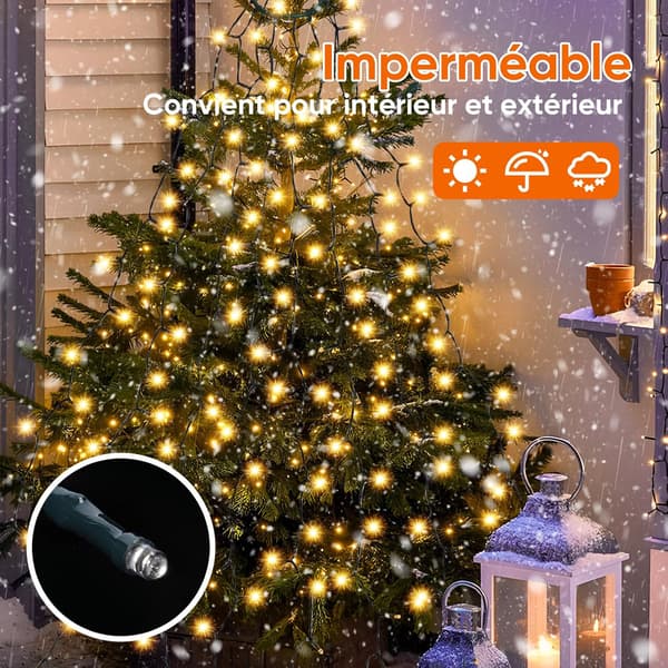 280 LED Christmas Tree Light String, 2m x 8m Outdoor Waterproof LED Christmas Tree Decoration (1.5-2.8m Tree)