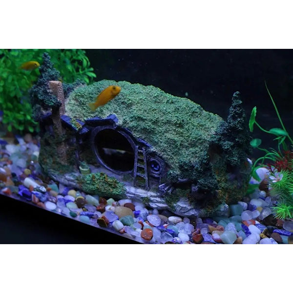 Landskapsakvarium Landskapsslott för att undvika fisk- och räkbon Skyddshus för att bo Krabbor Reptiler Hobbit-hus Trähus