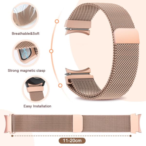 Galaxy Watch 4/5 Metallarmband 20mm Milanese Mesh Roseguld