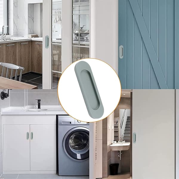 Self-adhesive oval sliding door handles, 2 pieces aluminum alloy pull handles for sliding doors, without milling, for windows or cabinets (matte gray,