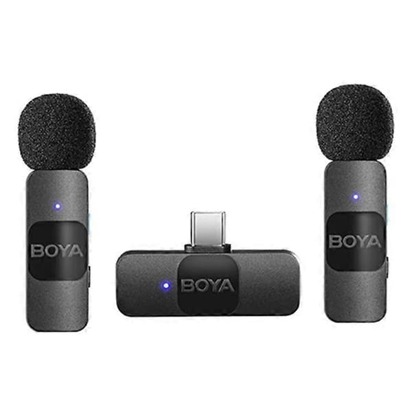 BOYA BY-V20 2.4Ghz Wireless Lavalier Microphones USB-C Mini Video Recording Microphone with 2 Transmitters + 1 Receiver
