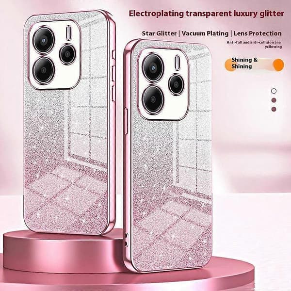 For Xiaomi Redmi Note 14 4G (163.25mm) Case Electroplating Gradient Glitter TPU Phone Case - Gold
