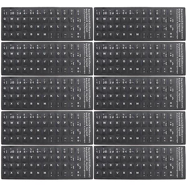 10st Universal Keyboard Stickers Tangentbordsskydd Pc LayoutSvart18x6,5cm Black 18x6.5cm