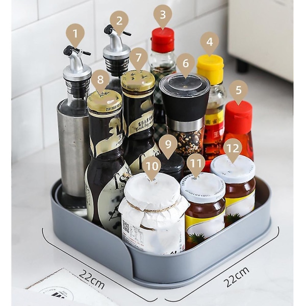 Multifunktionel, roterende køkkenopbevaring af krydderier Køleskab Drikkeholder Kosmetikopbevaring (gr