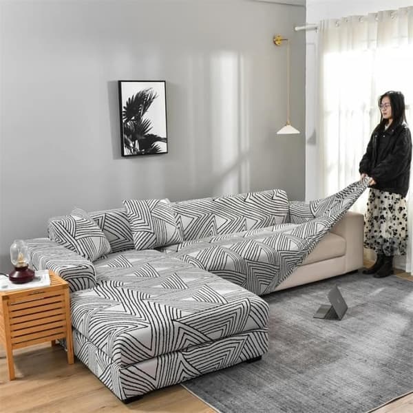 Hjørnesofatrekk for 3-seter + 2-seter, elastisk L-formet sofatrekk