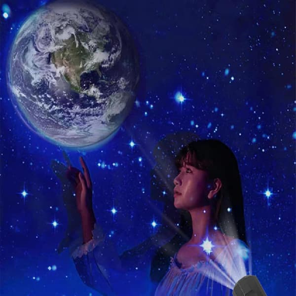 Moon Earth Jupiter Lamp Projector Night Light, 360° Galaxy Projector Light USB Starry Night Light Charging Lighting with 10 Film Discs