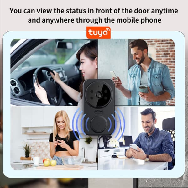 Tuya Hem Säkerhet Trådlös Dörrklocka Video Smart WiFi Dörrklocka med Kamera Intercom Trådlös Dörrklocka