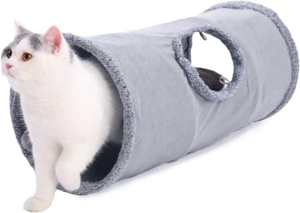 Foldable Cat Tunnel, Durable Suede Cat Toy Tunnel H