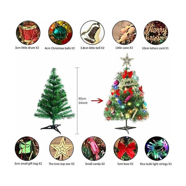50 cm Christmas Trees, Mini Trees and Artificial Tree Decorations for Table, Desk, Home Decor (Christmas Tree)