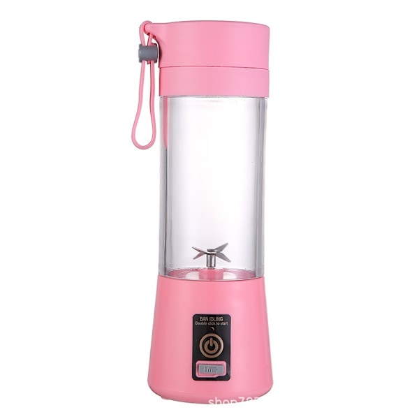 Kannettava Sekoitin Monitoiminen USB Sähköinen Blenderi Ruoka Smoothie Maker Sekoitin Sekoitus Latautuva 6-lehti Hedelmämehukeitin Kuppi (vaaleanpunainen)