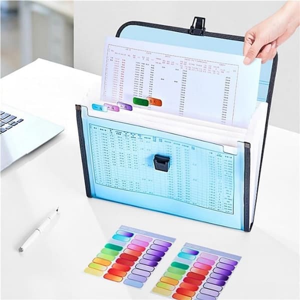 Pochette A4 Expanding Folder 13 Pockets Accordion File Organizer for School Office, Blue