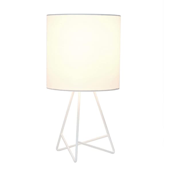 Slim metal table lamp with fabric shade, white, white shade