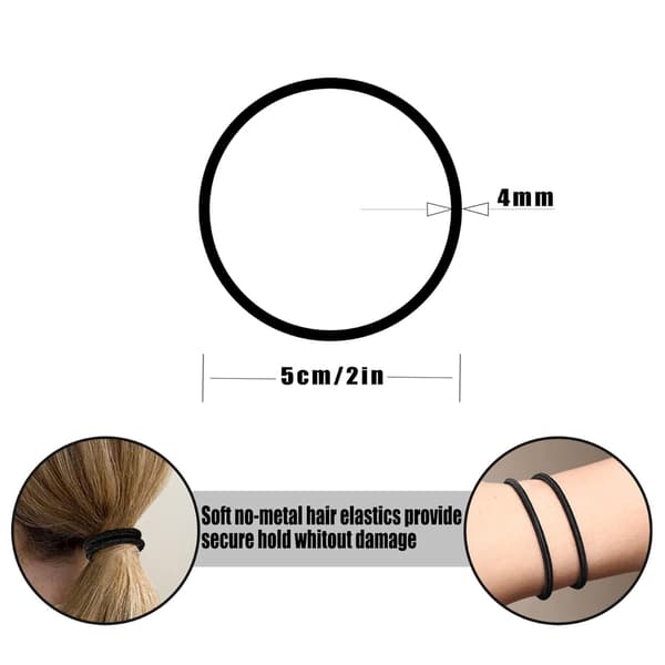 120 stk. elastiske gummibånd uden metal, bløde, 4 mm tykke elastiske hårbånd