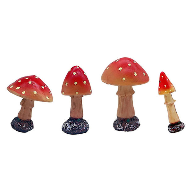 Hagedekorasjon Mini Sopp Fehage Miniatyrfigurer Mikrolandskap 4stk