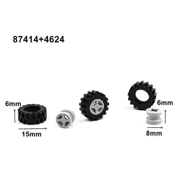 48 st Mini Hjul Axlar Pack Block Bil Tillbehör Däck Nav Klassiska Byggstenar Barn DIY Leksaker Klossar för Barn