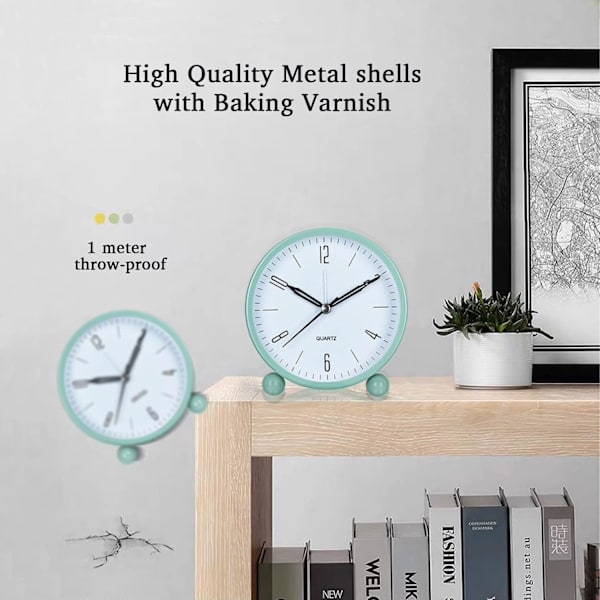 Väckarklocka, Tickfri Analog Väckarklocka med Varmt Nattljus, Sängbords Väckarklocka Tyst Klocka Batteridriven, Enkel Stilren Design