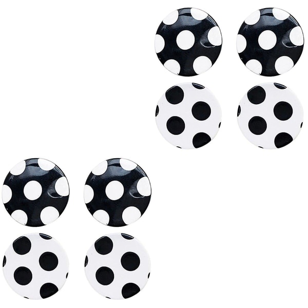 6 Par Geometriska Örhängen Mode Svart Och Vit Polka Dot Örhängen Enkla Earbobs Runda Cirkel J 4 pairs 2.1X2.1 cm