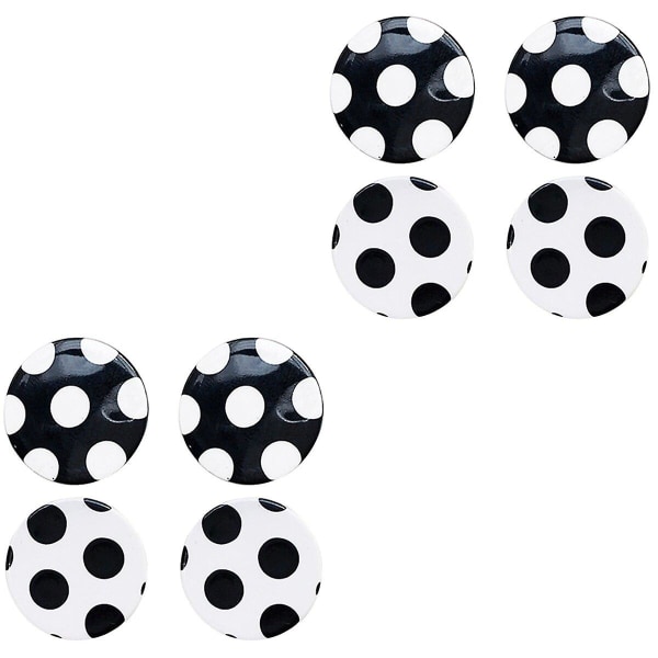 6 par geometriska örhängen Mode svarta och vita prickiga örhängen Enkla örhängen Runda cirkel J 4 pairs 2.1X2.1 cm