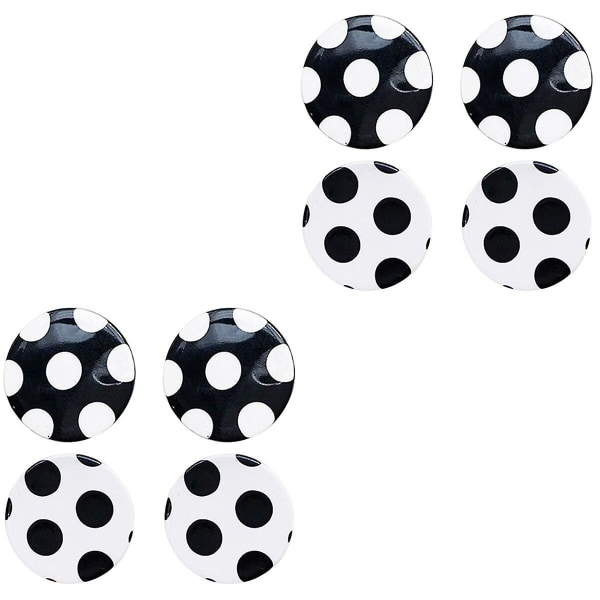 6 Par Geometriske Øreringe Mode Sort Og Hvid Polka Dot Øreringe Enkle Earbobs Runde Cirkel J 4 pairs 2.1X2.1 cm