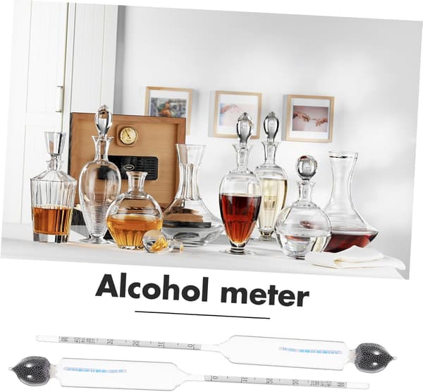 5 stk. alkoholhydrometer til vin, alkoholtester, termometer, genanvendelig glasalkoholmåler