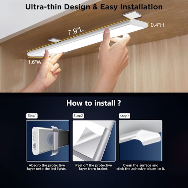 Ultra-Thin LED Motion Sensor Night Light - Rechargeable Magnetic Corridor Lamp