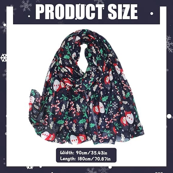 Damesjal Jul Snemand Mønster 180x90cm 100% Polyesterfiber Vinter Sjal Wrap