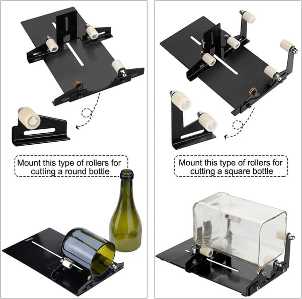 Professional Bottle Cutter, Square and Round Bottle Cutter, Wine and Beer Bottle Cutting Tool with 19-Piece Accessory Kit (Upgraded Version)