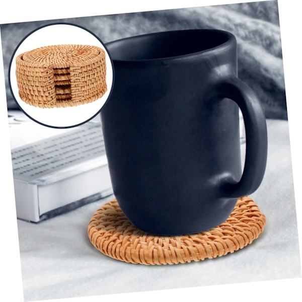 Rustic Style Table Mat, Coffee Table Accessory, Woven Rattan Coasters for Tea and Coffee