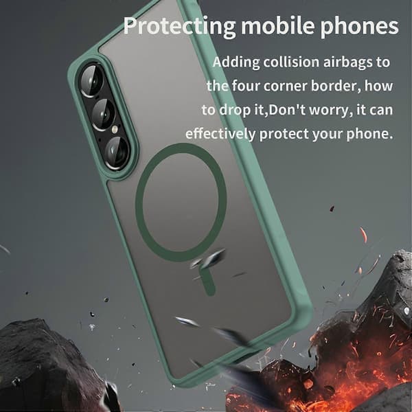 Etui til Sony Xperia 1 VII kompatibel med MagSafe Anti Drop PC + TPU telefonbeskyttelse (grønn)