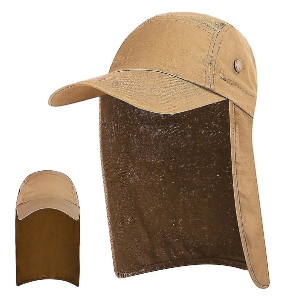Menn Upf 50+ Solbeskyttelseshette Wide Brim Fishing Solhette Hatt med nakkeklaff