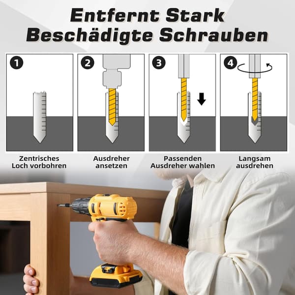 Screw Extractor, Professional Screw Extractor, Left-Handed Thread, Bolt Extractor, for Handles