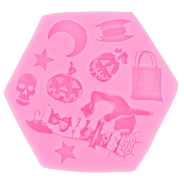 Halloween-tema Silikonform DIY Fondant Sukkerkjeks Sjokoladeform Kakedekorasjon Kjøkken Baking Verktøy (rosa)Rosa Pink