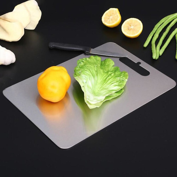 Stainless Steel Cutting Board Square Modern Chopping Block Fruit Cutting Block For Home Kitchen (28x39x0.2cm)Silver20X30X0.2cm