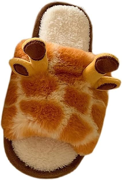 Leopard Slippers for Kvinner Giraff Slippers for Kvinner Vinter Varme Bomulls Hjemmesko Wloodland Sandal 7uk