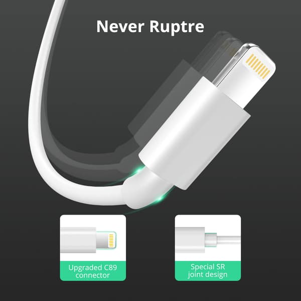 2-pakning 1,8 m ladekabel [Apple MFi-sertifisert] 2,4 A Lightning til USB hurtigladekabel for iPhone