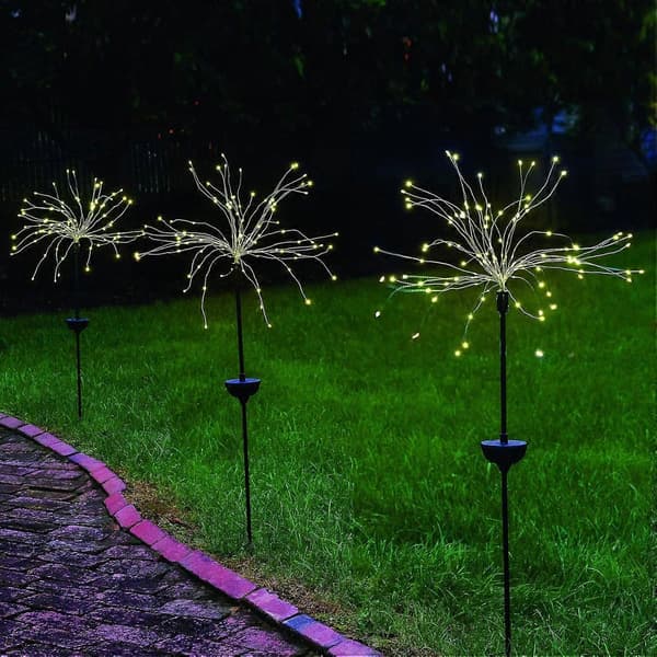 Solar LED Firework Garden Light Outdoor Lighting, Decorative with 120 LED Lights, Over 90 cm High