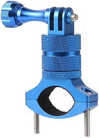 Universal Motorcycle Handlebar Mount 360 Degree Rotation Metal Holder for Action Camera Blue