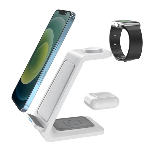 3 i 1 ladestasjon for iPhone, trådløs lader for iPhone 14 13 12 11 X Pro Max & Apple Watch - ladestativ Dock for AirP