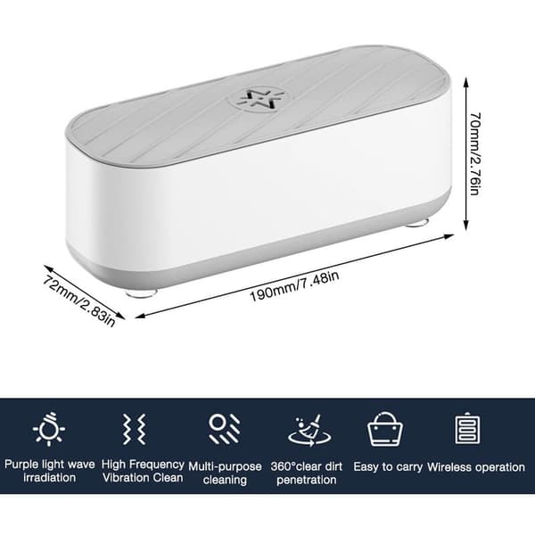 Ultralydsrenser, bærbar ultralydsrenser med USB til smykker, briller, ure, barbermaskiner (hvid??)