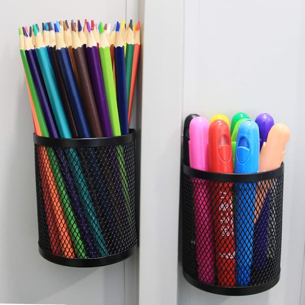 Magnetic Pen Holder - Cabinet Accessory, 2-pack, Black Magnet