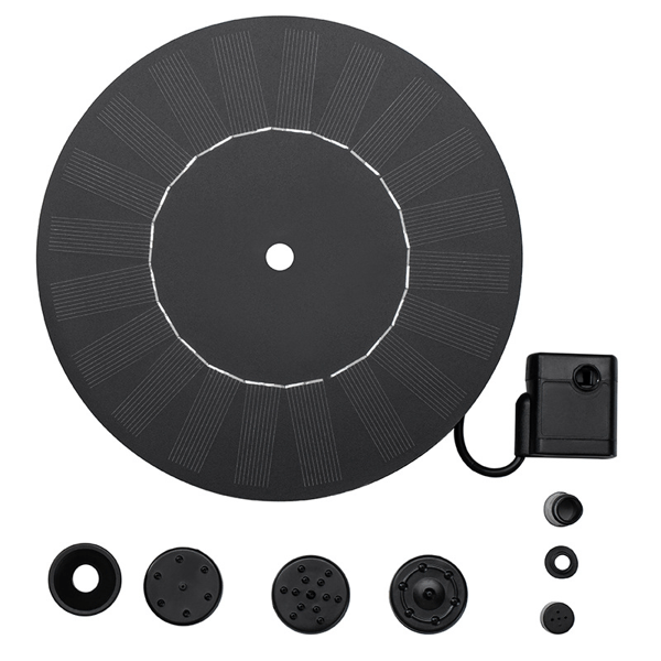Soldrevet Vannfontene med Utskiftbare Dyser - 18 cm