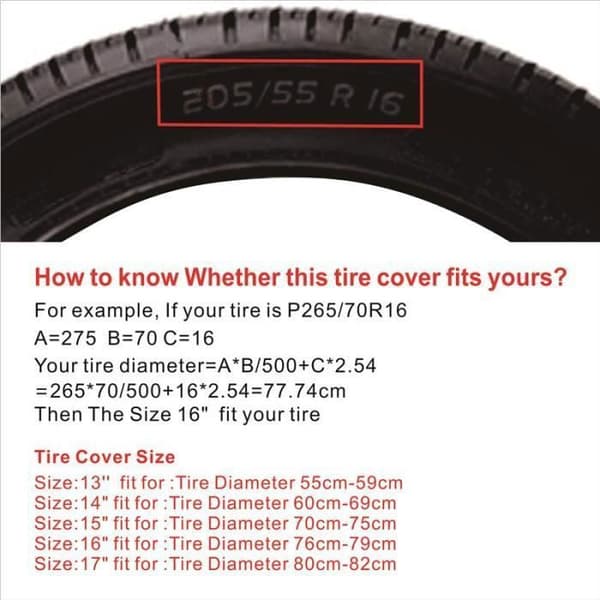 16\" tommer 4WD 4x4 PVC læder reservehjul dækovertræk dækpose-holder