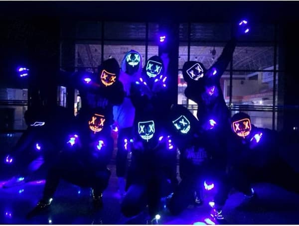 LED-karnevalsmaske, LED-maske med 3 blitsmoduser for Halloween-bil