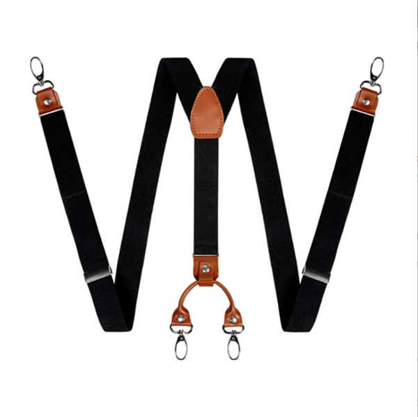 Herrbredd 6 Clips Elastiska Justerbara Kraftiga Metallclips (Svart)[GKS]