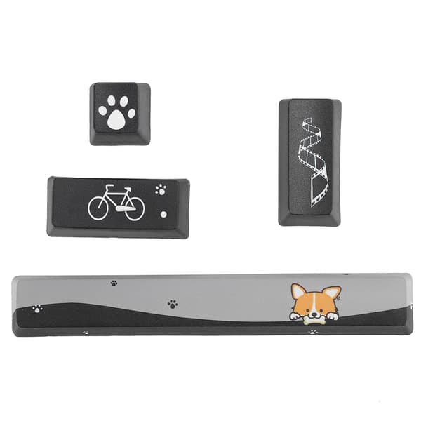 DIY Mini Black Dogs Pattern Keycaps Space ESC Enter Numpad Enter Keycap for Mechanical Keyboard (Mini Black Dogs Pattern, 4 Pcs)