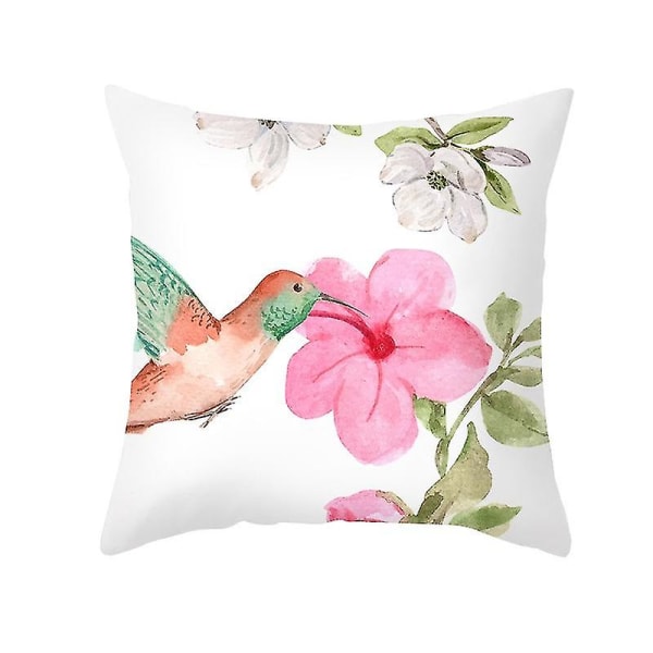 Nordisk stil akvarell blomma och fågel kuddfodral för soffa kudde