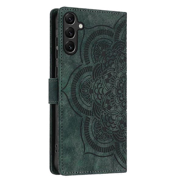 Mandala präglat retro frostat läderfodral (grön, för Samsung Galaxy A54 5G)