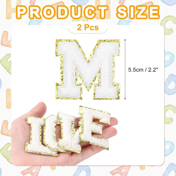 Chenille Bokstavslappar 2.2\" Alfabet M Vit 2-pack size_name 5.5 x 12 x 5mm