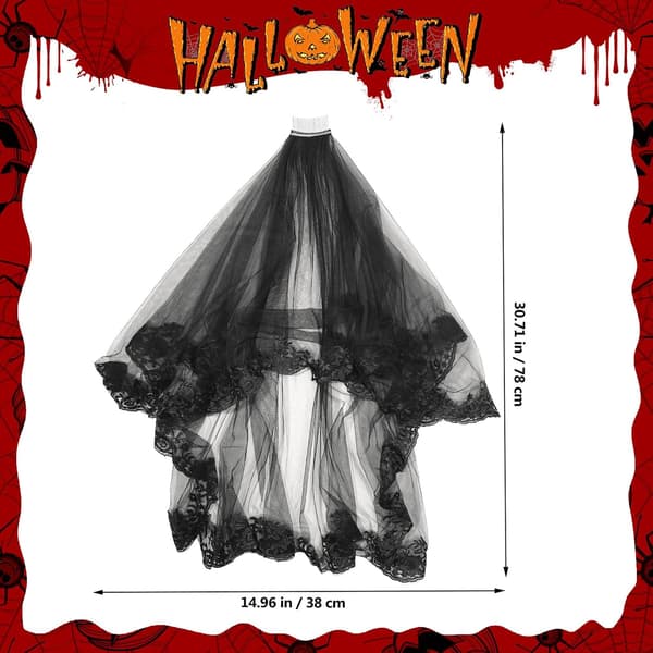 Sort blonde slør til brudebryllupsslør blonde til Halloween til fotografering og cosplay-begivenheder